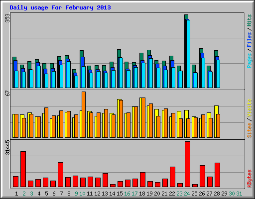Daily usage for February 2013