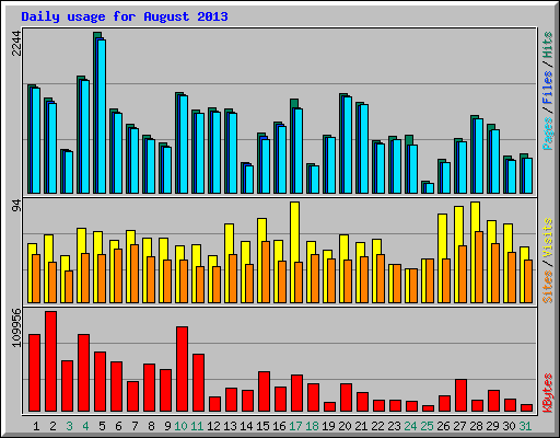 Daily usage for August 2013