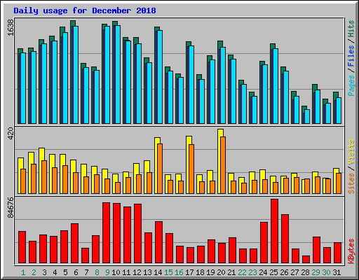 Daily usage for December 2018