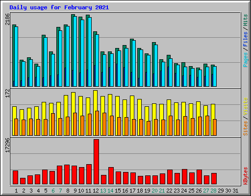 Daily usage for February 2021