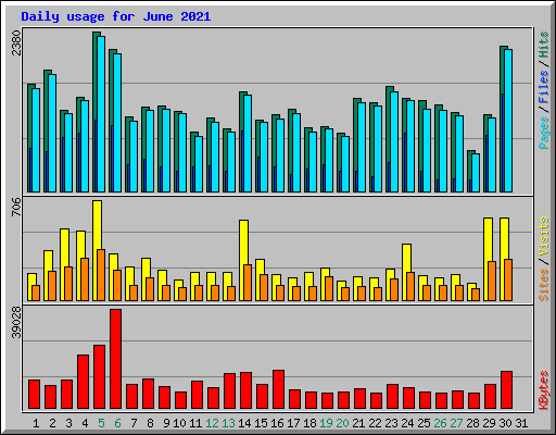 Daily usage for June 2021