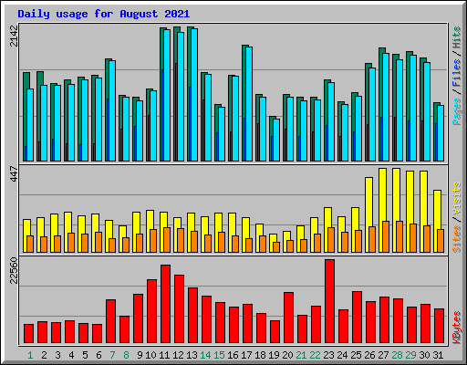 Daily usage for August 2021