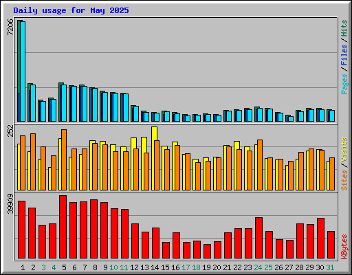 Daily usage for May 2025