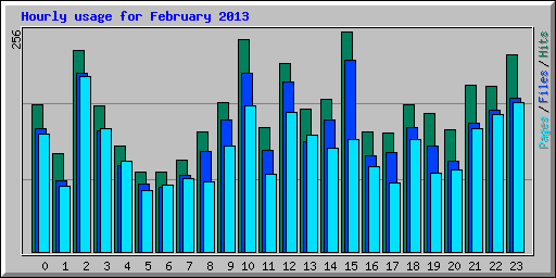 Hourly usage for February 2013