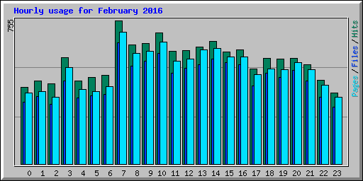 Hourly usage for February 2016