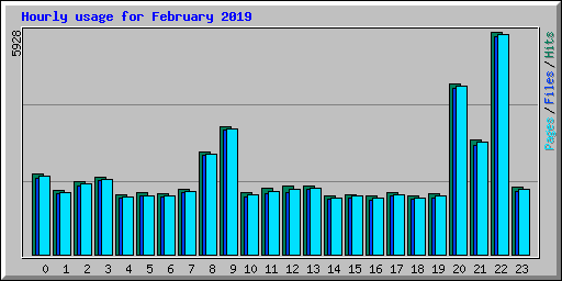 Hourly usage for February 2019